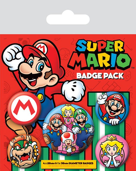 Super Mario Ansteck-Buttons 5er-Pack Image