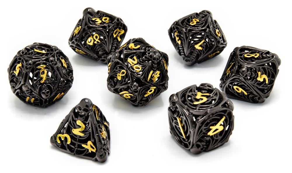 CritStones Hollow Metal Würfel Set Soulreaper Gold (7) Image