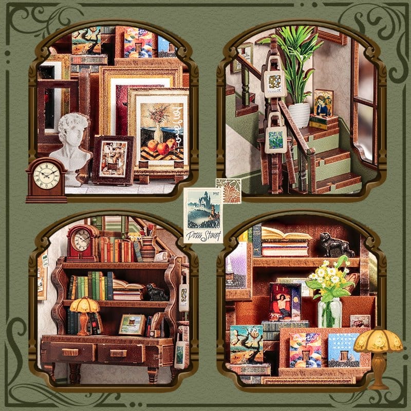 Miniature House Model Kit Gallery Bookstore 20 x 16 cm Image 18