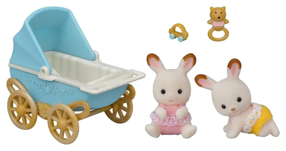 Sylvanian Families: Schokoladenhasen Zwillinge mit Kinderwagen Set Image 2