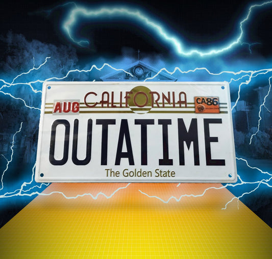 Zurück in die Zukunft Metallschild ´Outatime´ DeLorean Nummernschild Image 2