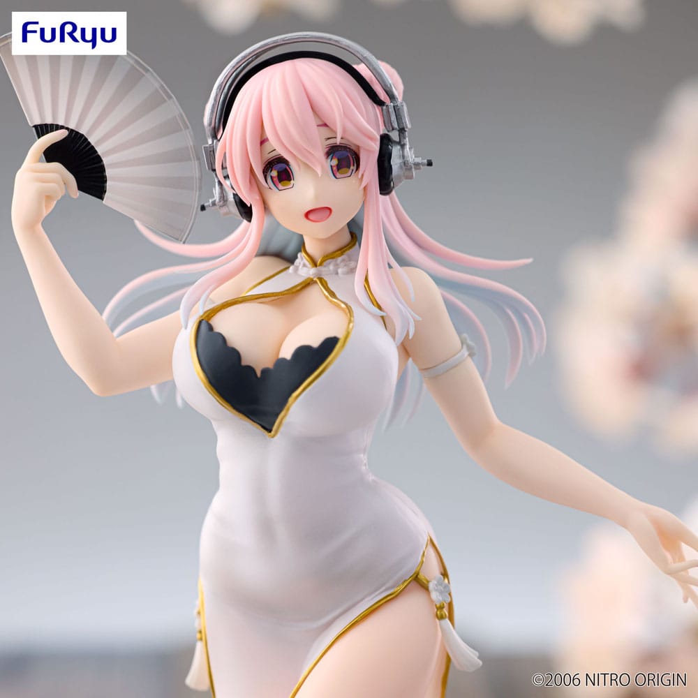 Super Sonico Trio-Try-iT PVC Statue White China Dress Ver. 21 cm Image 2