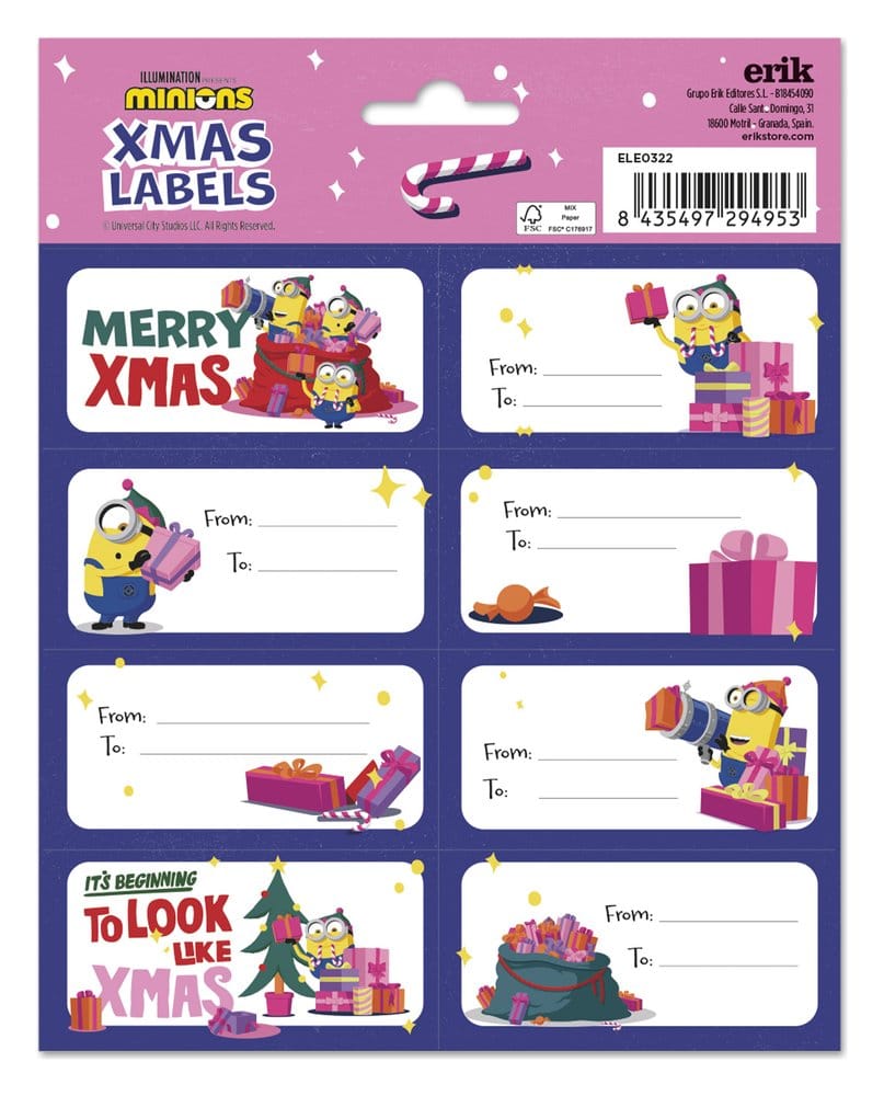 Minions Selbstklebende Etiketten Weihnachten Image