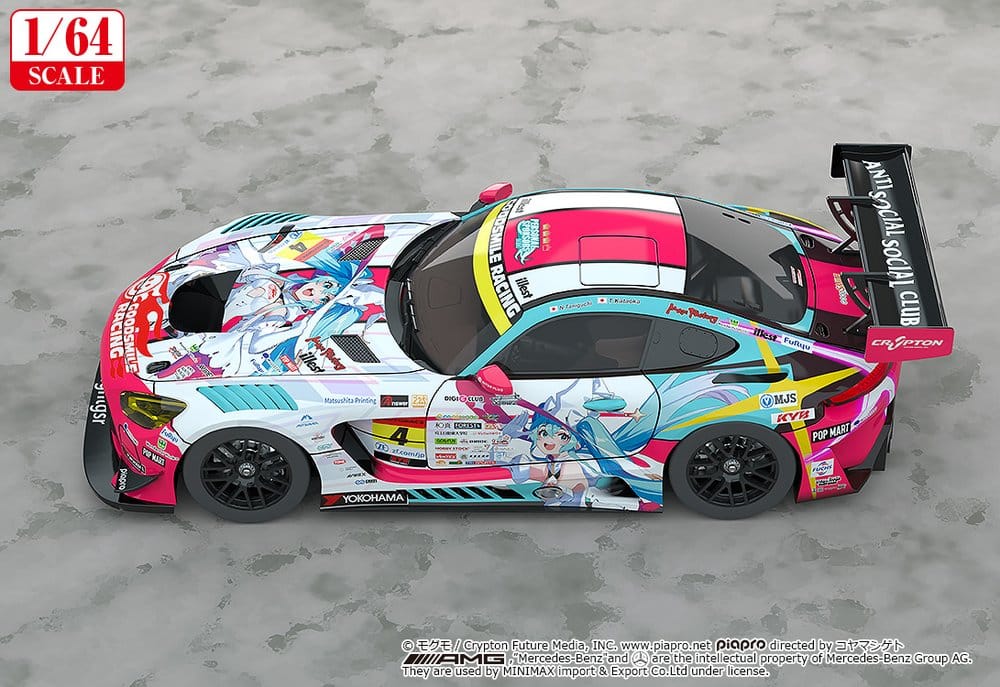 Hatsune Miku GT Project Fahrzeug 1/64 AMG 2024 Season Opening Ver. 7 cm Image 4