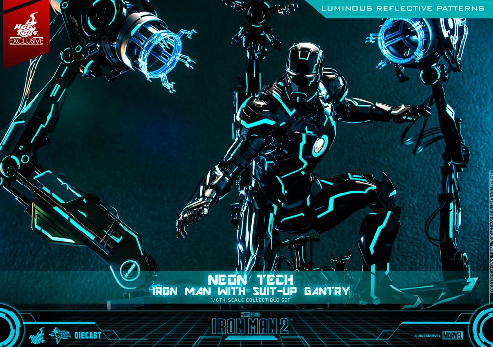Iron Man 2 Actionfigur 1/6 Neon Tech Iron Man mit Suit-Up Gantry 32 cm Image 13