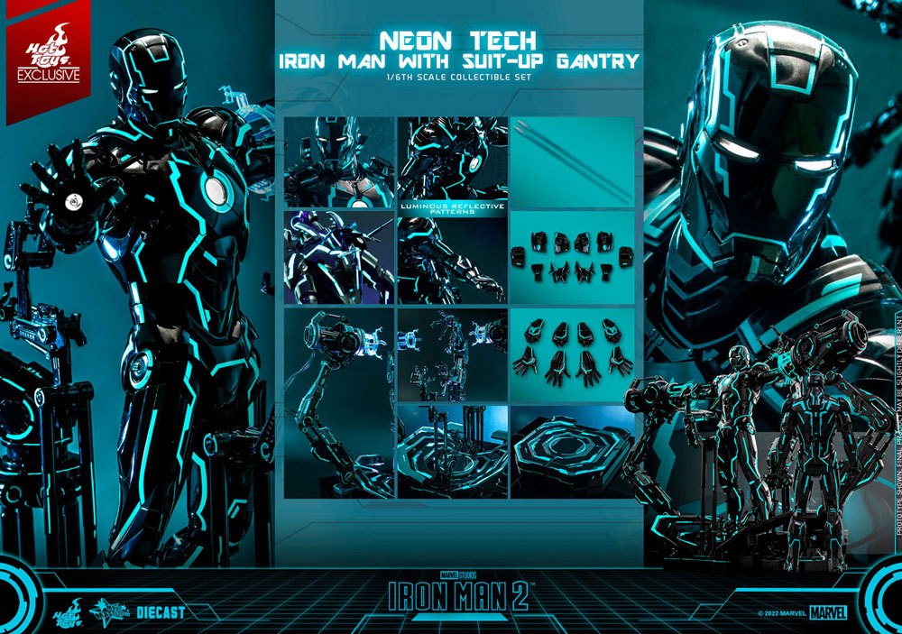 Iron Man 2 Actionfigur 1/6 Neon Tech Iron Man mit Suit-Up Gantry 32 cm Image 20