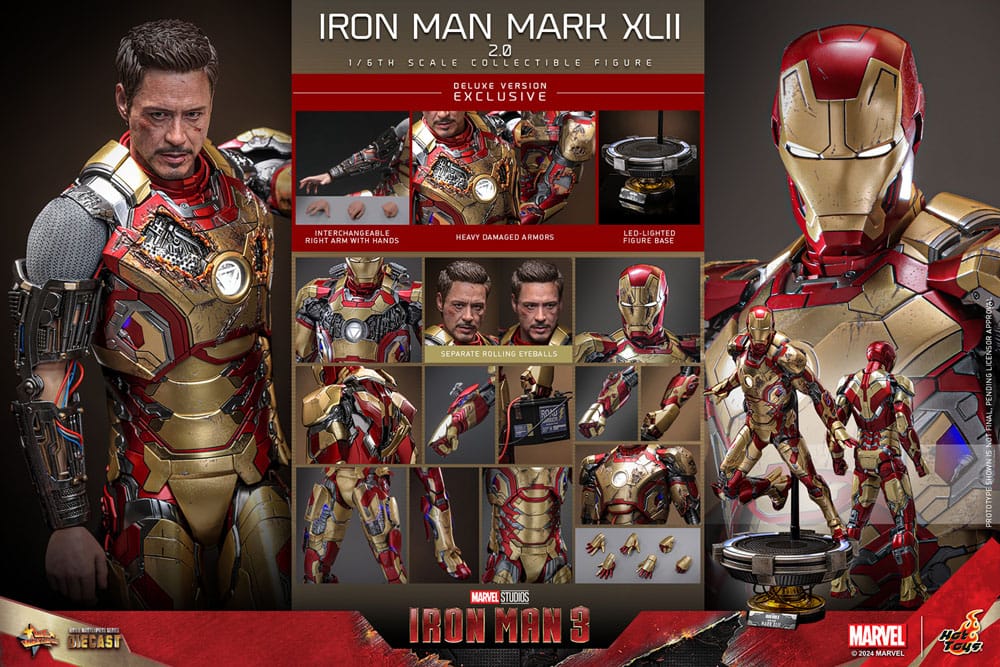 Iron Man 3 Movie Masterpiece Diecast Actionfigur 1/6 Iron Man Mark XLII (2.0) Deluxe 32 cm Image 22