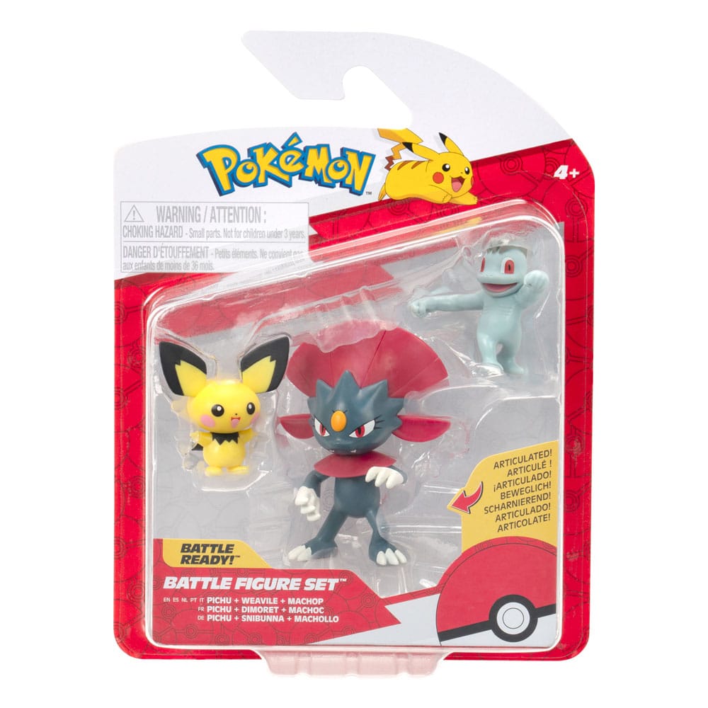 Pokémon First Partner Battle Figure Set Figuren 3er-Pack Pichu, Machollo & Snibunna Image 3