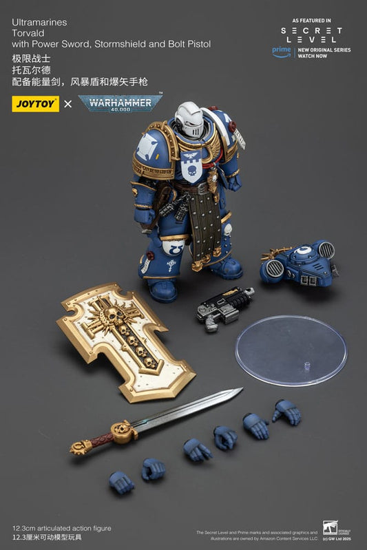 Warhammer 40,000 Actionfigur Ultramarines Torvald with Power Sword, Stormshield and Bolt Pistol 13 cm Image 2
