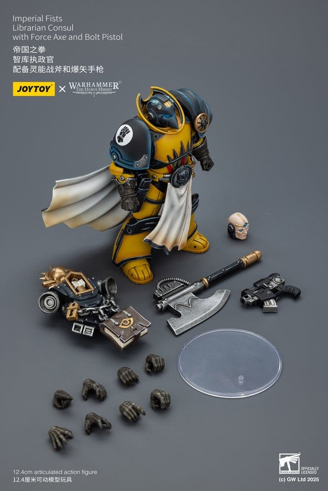 Warhammer Imperial Fists Actionfigur Librarian Consulwith Force Axe and Bolt Pistol 12 cm Image 11