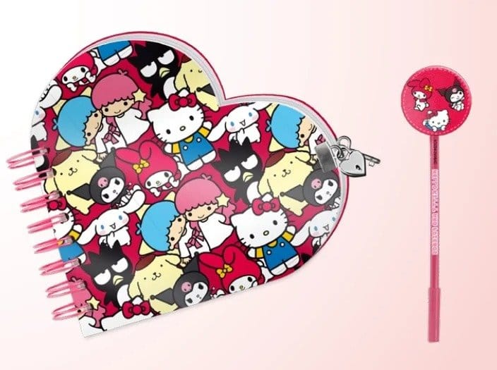Sanrio Heart Diary & Pen Geschenk-Set Hello Kitty Friends Multicolour Image
