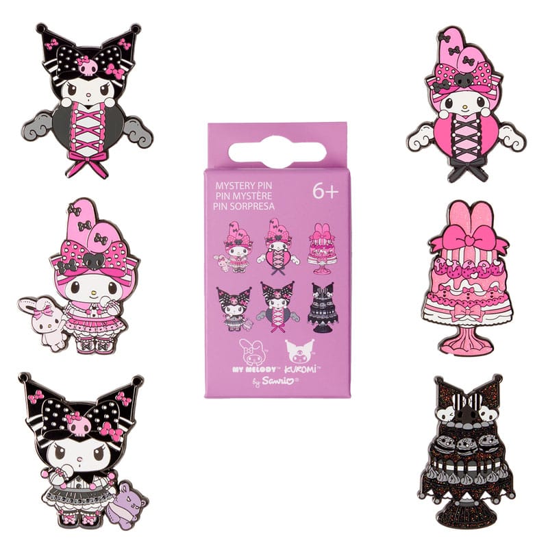 Sanrio by Loungefly Ansteck-Pins Blind Box My Melody and Kuromi Pink and Black Sortiment (12) Image