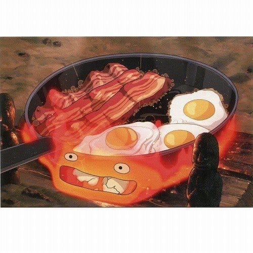 Das wandelnde Schloss Postkarte Calcifer bacon & egg Image