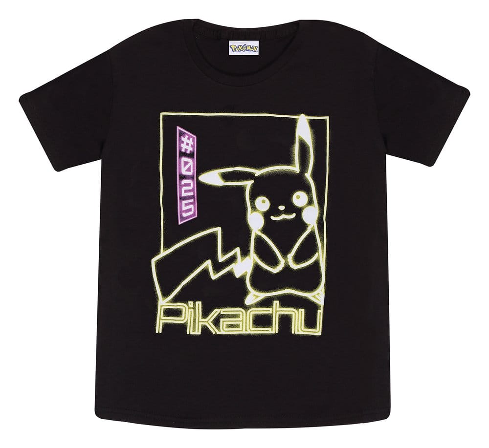 Pokémon T-Shirt Pikachu Neon Black 5-6 Years Image