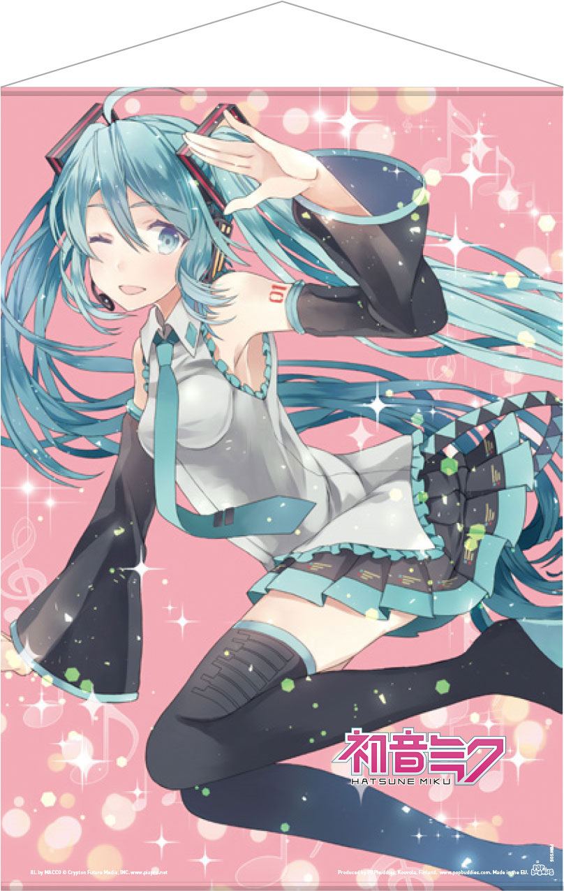 Hatsune Miku Wandrolle Pink Glitter Miku 50 x 70 cm Image