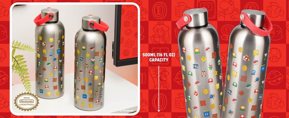 Super Mario Metall Trinkflasche mit Trageschlaufe Image 2