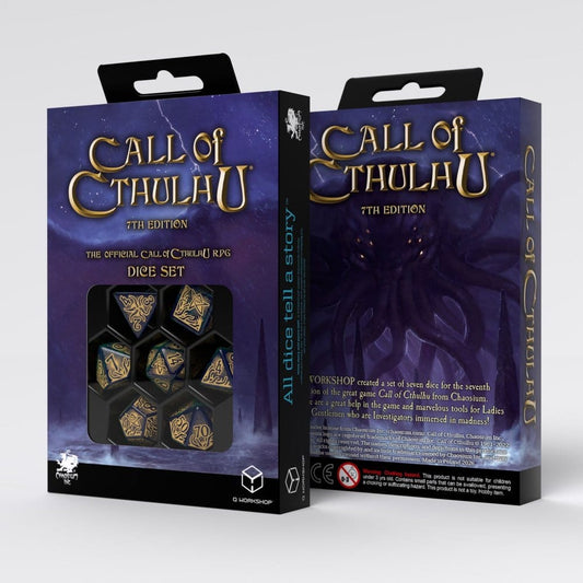 Call of Cthulhu 7th Edition 7er-Würfelset Blue-green & Gold Image 2