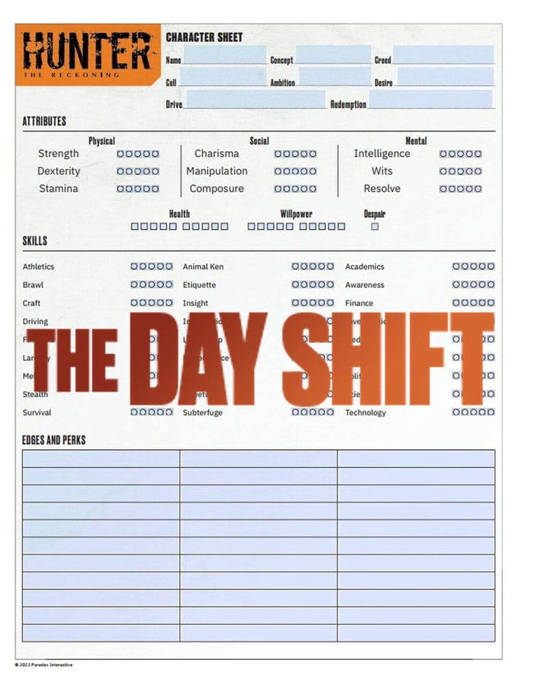 Hunter: The Reckoning 5th Edition RPG Journal Expanded Character Sheet Journal *Englische Version* Image 5