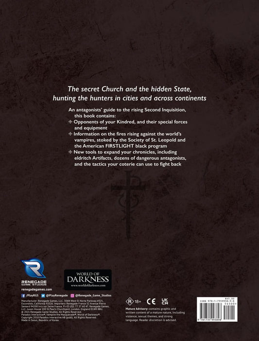 Vampire: The Masquerade 5th Edition RPG Buch Second Inquisition *Englische Version* Image 2