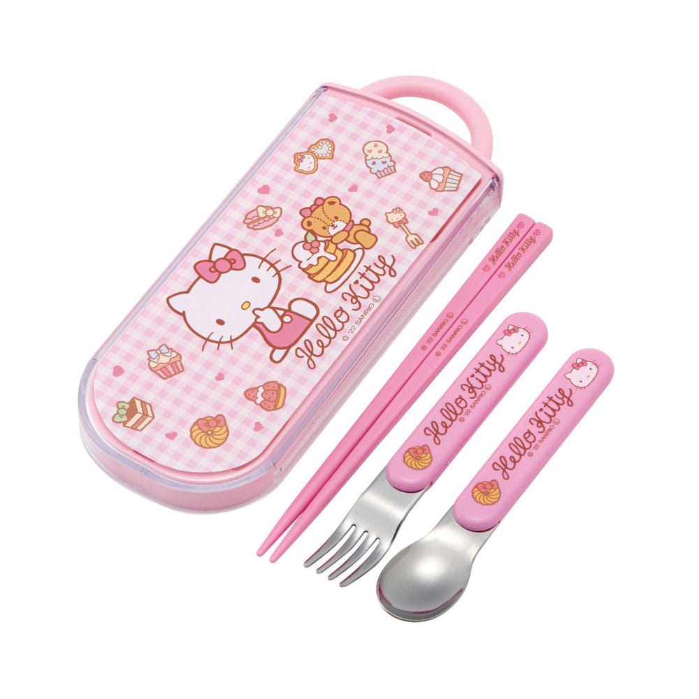 Hello Kitty Essstäbchen & Löffel & Gabel Set Sweety pink Image