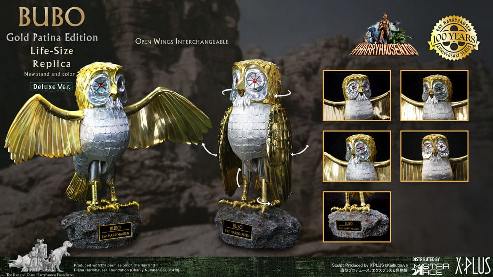 Kampf der Titanen Statue Ray Harryhausens Bubo Gold Patina Edition Deluxe Ver. 34 cm Image 10
