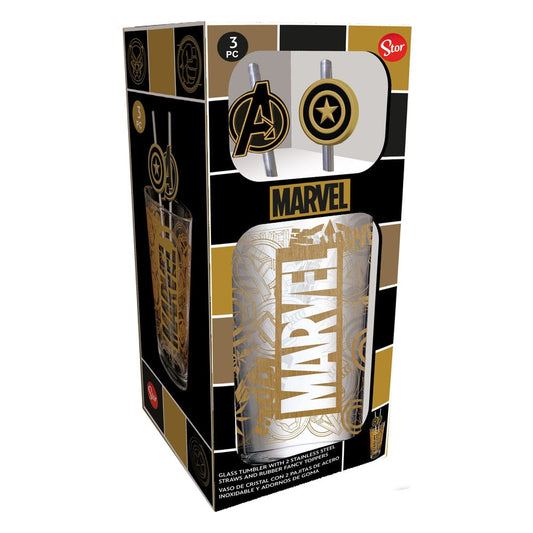 Marvel Glas Tumbler mit Trinkhalmen Logo & Avengers 485 ml Image 2