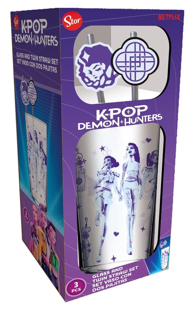 KPop Demon Hunters Glas Tumbler mit Trinkhalmen 485 ml Image