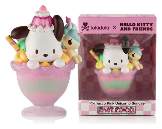 Hello Kitty & Friends Window Box Figur Fast Food Pochacco Pink Unicorn Sundae 9 cm Image 2
