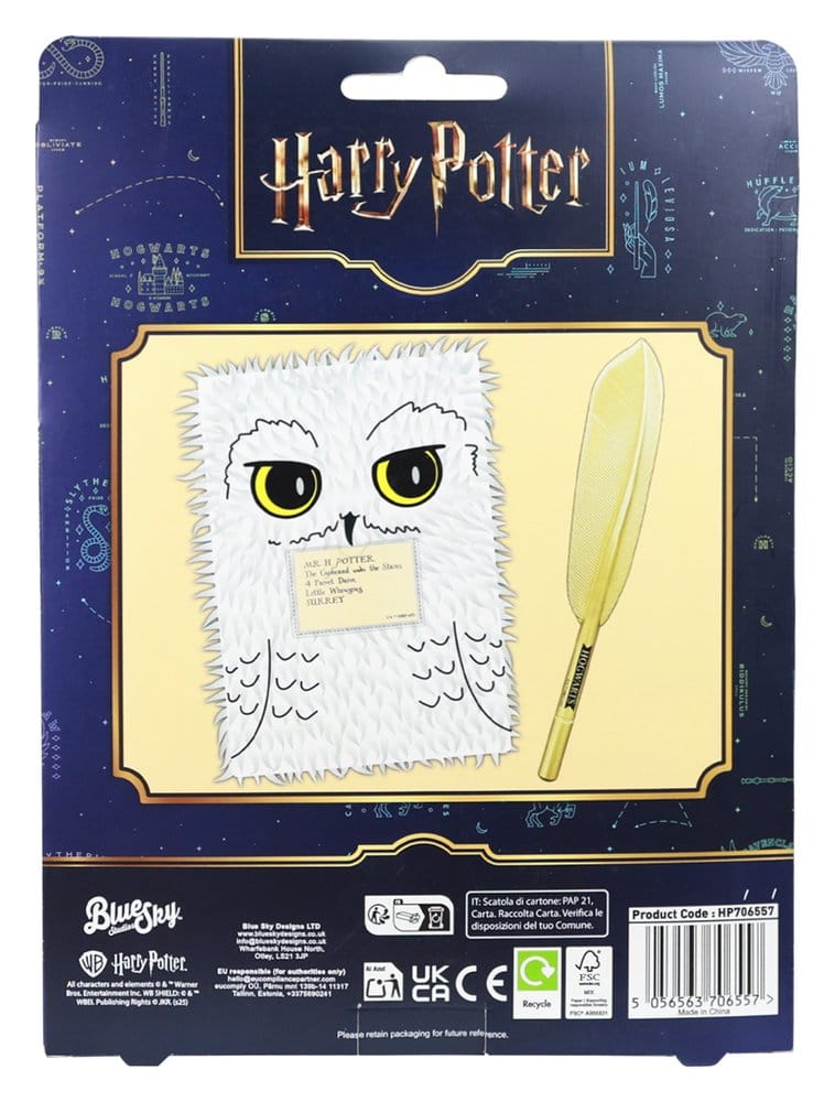 Harry Potter Plüsch Notizbuch Set mit Stift Hedwig Magical Locations Image 4