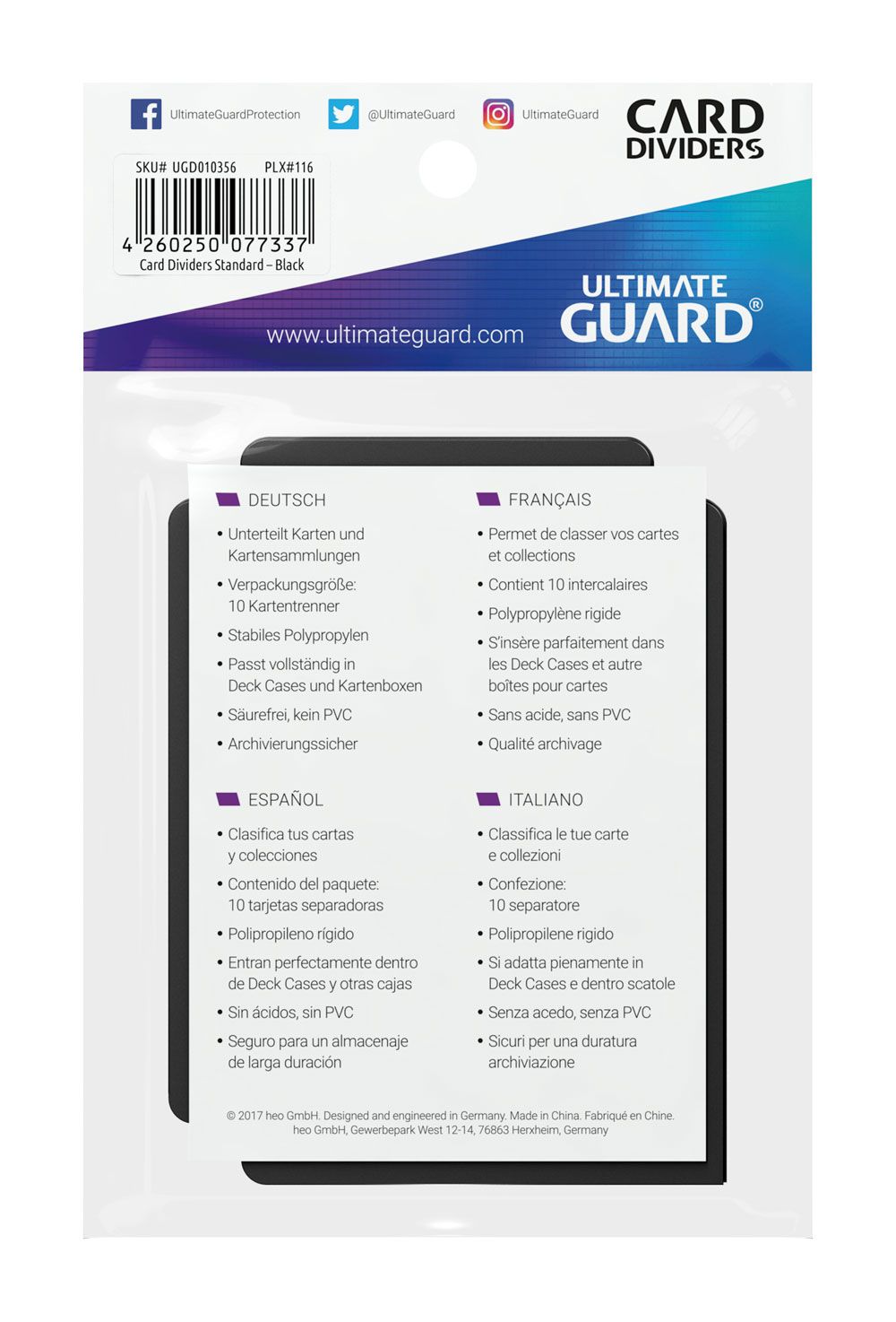 Ultimate Guard Card Dividers Standard Size (10) - Black Image 4