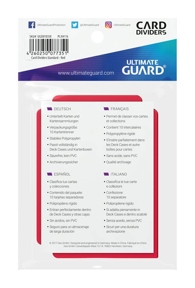 Ultimate Guard Card Dividers Standard Size (10) - Red Image 4