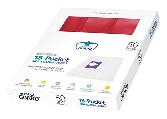 Ultimate Guard 18-Pocket Pages Side-Loading (50) - Red Image 2