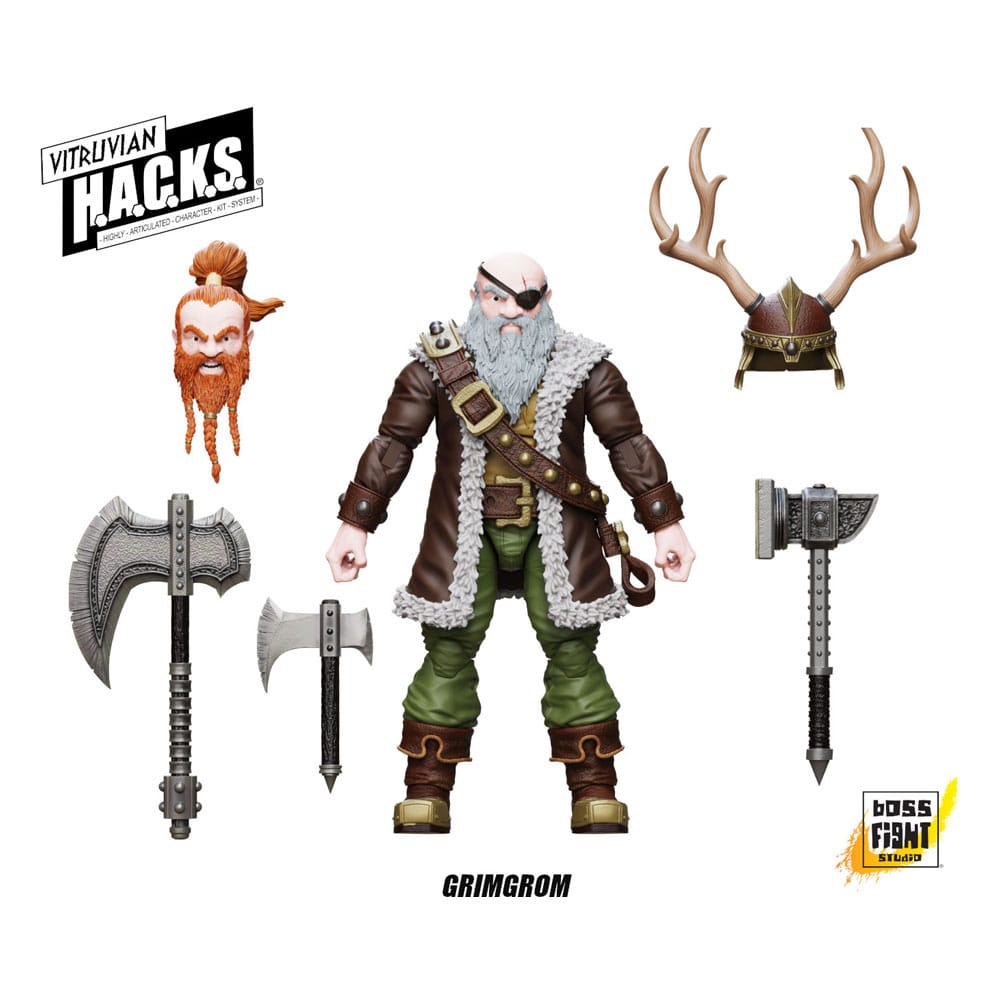 Vitruvian H.A.C.K.S. Actionfigur Dwarf Mercenary Grimgrom Image 2