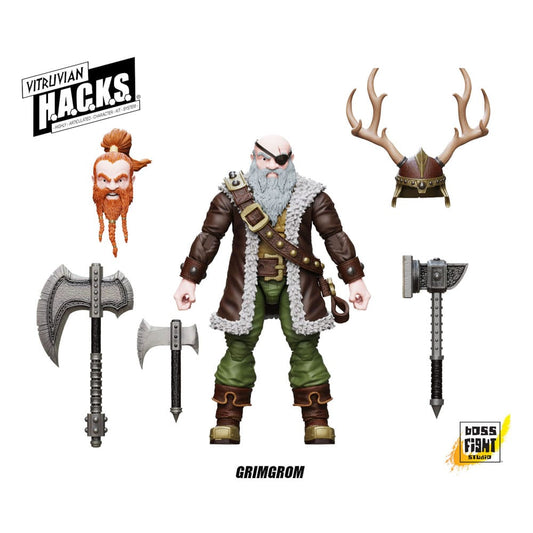 Vitruvian H.A.C.K.S. Actionfigur Dwarf Mercenary Grimgrom Image 2