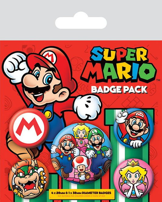 Super Mario Ansteck-Buttons 5er-Pack Image
