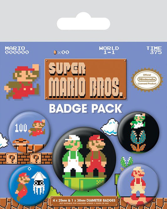 Super Mario Bros. Ansteck-Buttons 5er-Pack Image