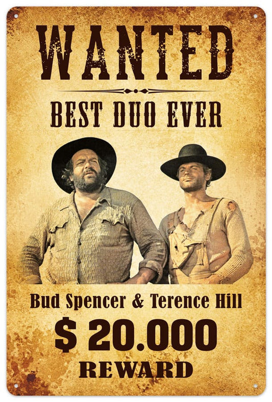 Bud Spencer & Terence Hill Blechschild Wanted 20 x 30 cm Image