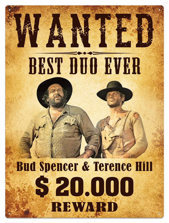 Bud Spencer & Terence Hill Blechschild Wanted 30 x 40 cm Image