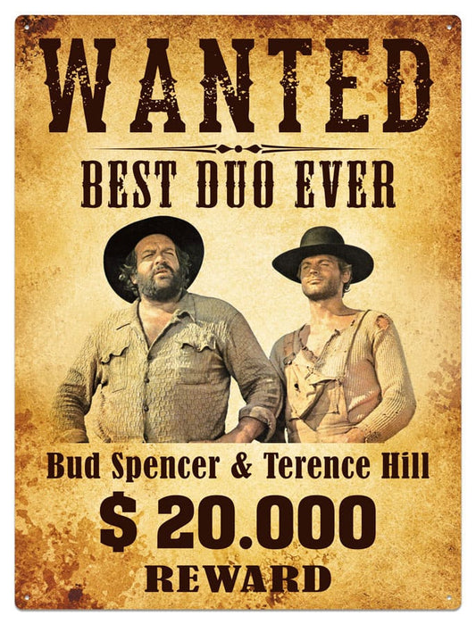 Bud Spencer & Terence Hill Blechschild Wanted 30 x 40 cm Image