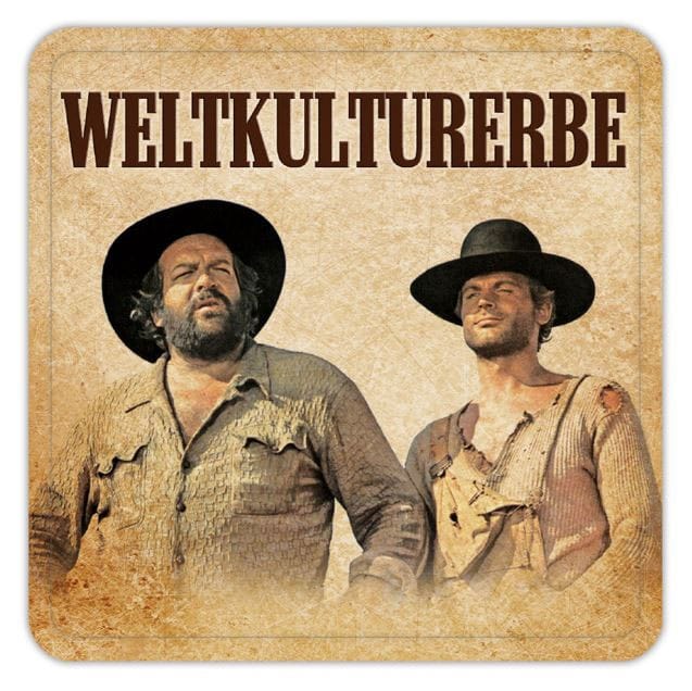 Bud Spencer & Terence Hill Bierdeckel aus Blech Weltkulturerbe 10 x 10 cm Image