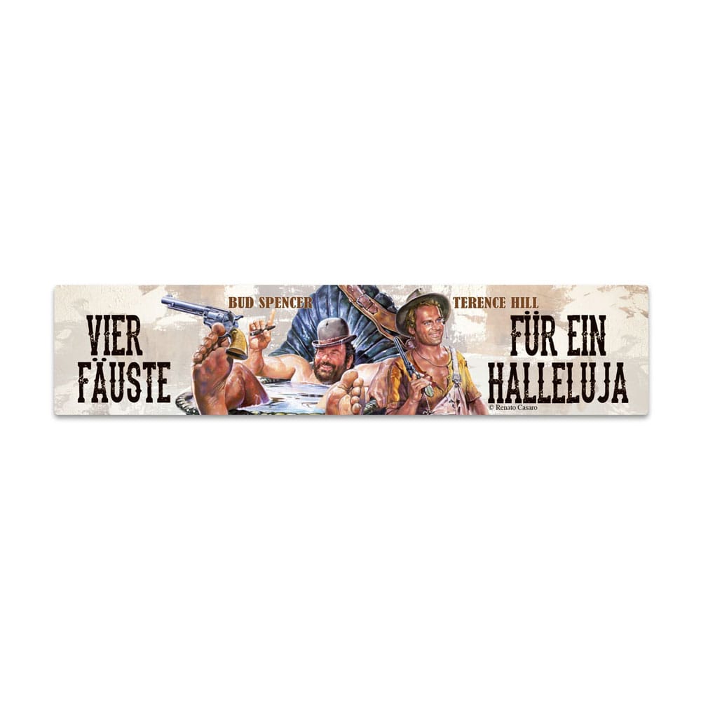 Bud Spencer & Terence Hill Blechschild mit Magnet Vier Fäuste für ein Halleluja 16 x 3,5 cm Image 1