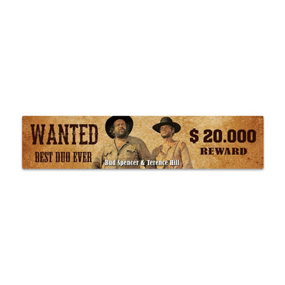 Bud Spencer & Terence Hill Blechschild mit Magnet Wanted 16 x 3,5 cm Image 1