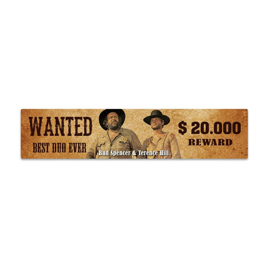 Bud Spencer & Terence Hill Blechschild mit Magnet Wanted 16 x 3,5 cm Image 1
