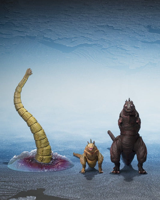 Godzilla 2016 S.H.MonsterArts Actionfiguren 3er-Pack The Second Form, Thrid Form, Giant Unidentified Creature Set Image 1