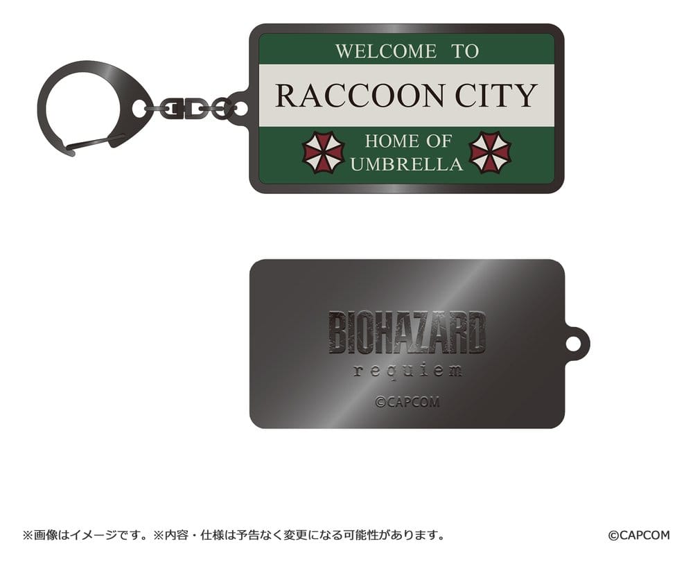 Resident Evil Requiem Metall-Schlüsselanhänger Raccoon City Welcome Sign Image