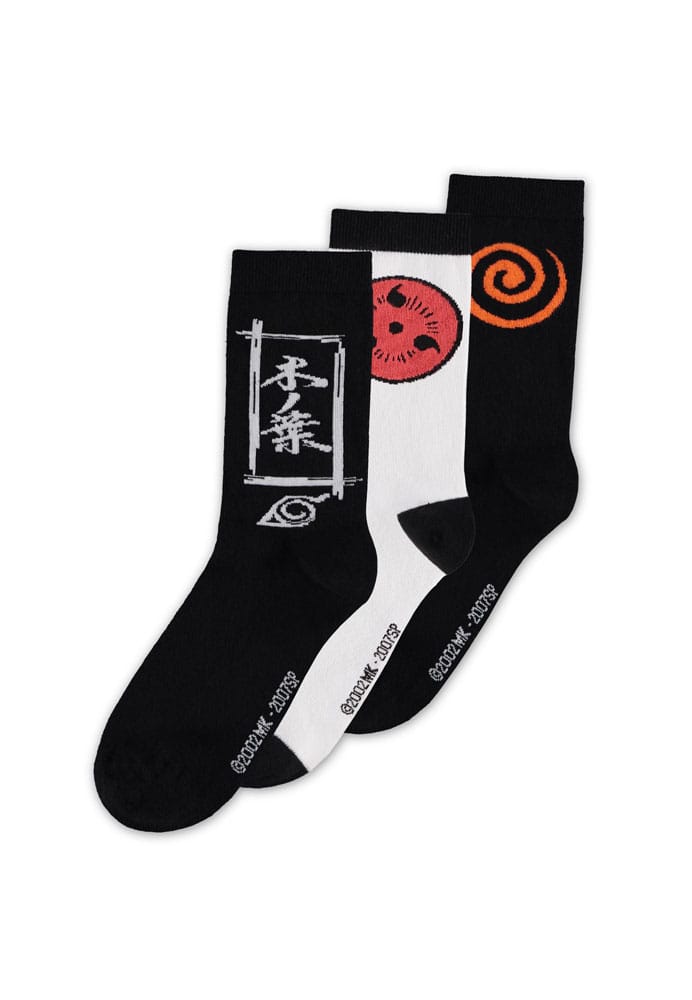 Naruto Shippuden Socken 3er-Pack Sasuke Symbol 43-46 Image 1