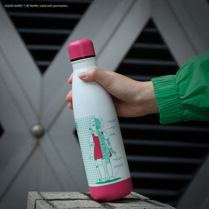 Squid Game Thermosflasche Young-hee Blue & White Print Image 2