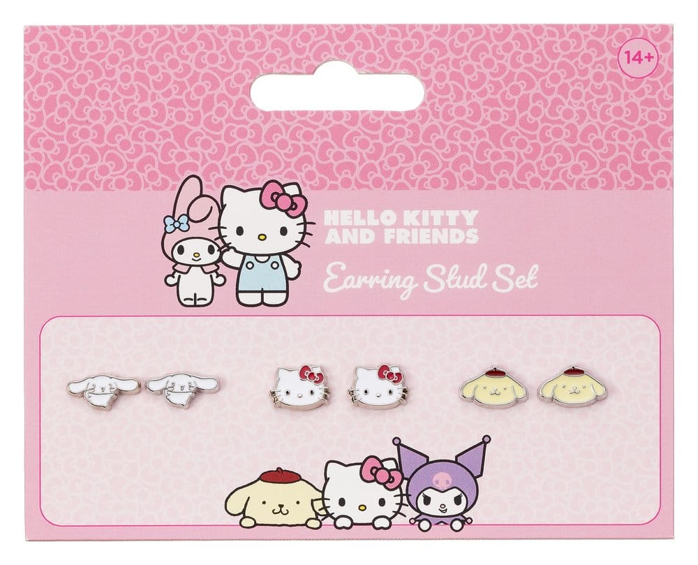 Sanrio Ohrstecker-Set Hello Kitty, Cinnamon Roll und Pompompurin Image 1