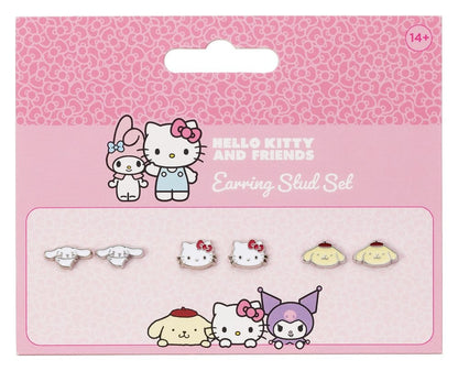 Sanrio Ohrstecker-Set Hello Kitty, Cinnamon Roll und Pompompurin Image 1