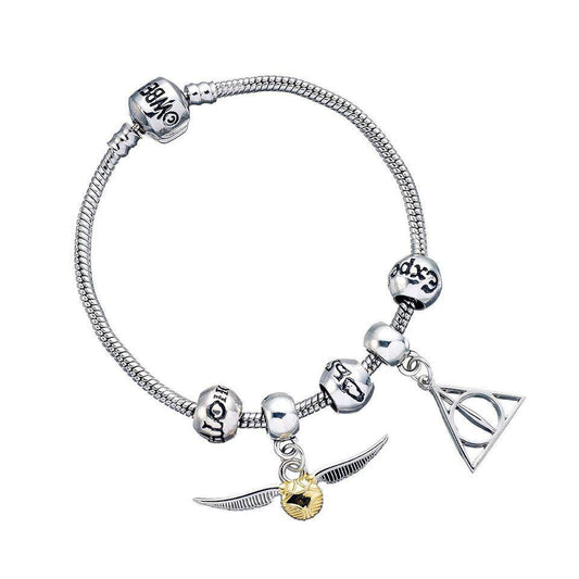 Harry Potter Armband Anhänger Set Heiligtümer/Schnatz/3 Spruchperlen (versilbert) Image 1